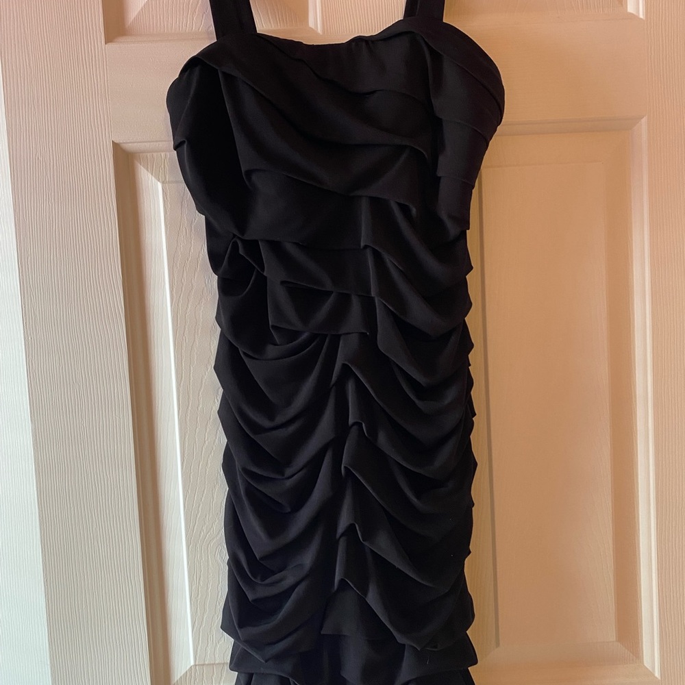 Rouched black cocktail dress